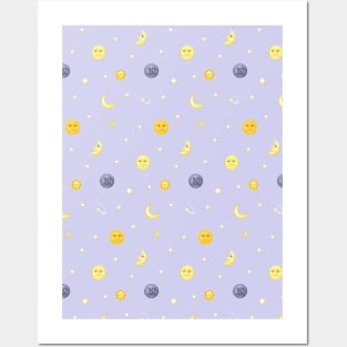 emoji moon Posters and Art